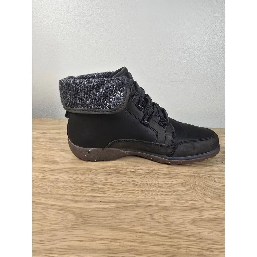 Chaco Barbary Casual Ankle Boots Womens Size 7.5 EU 38.5 Black Leather Gray Wool